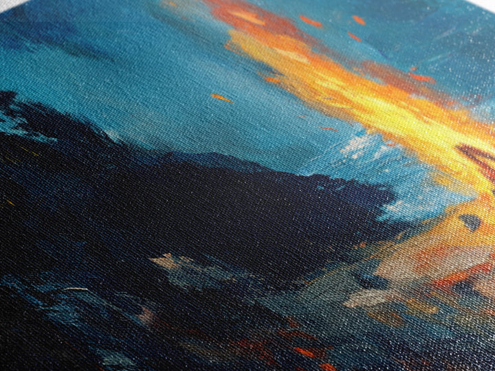 Coastal Cowgirl Wall Art, Framed Canvas Print, Campfire Painting, Rustic Decor, Moody Art, Extra Wide Art, Living Room Art, Above Couch Art