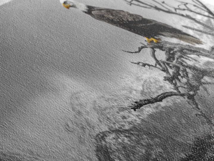 Bald Eagle, Mountain Painting, Wildlife Art, Nature Wall Art, Rustic Decor, Moody Art, Above Sofa Art, Extra Wide Art, Framed Canvas Print