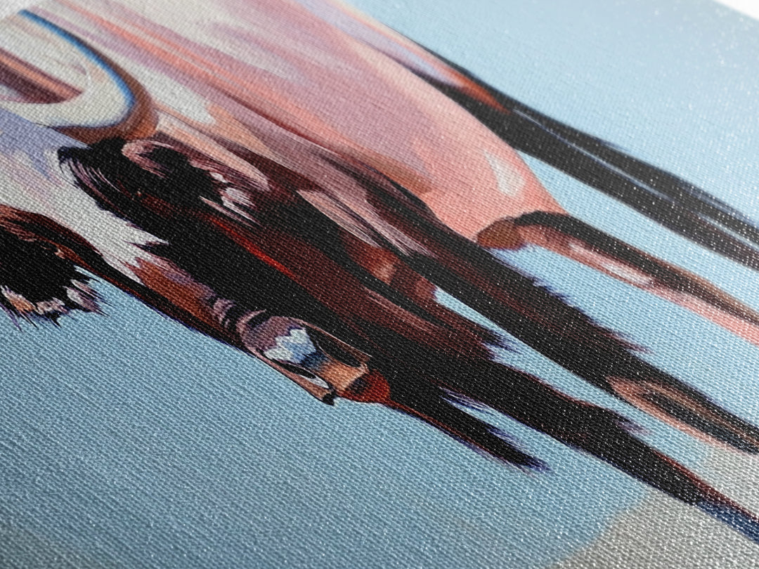 Bull art, black and white painting, rustic decor, western art, cowboy painting, above couch art, minimalist art, canvas print