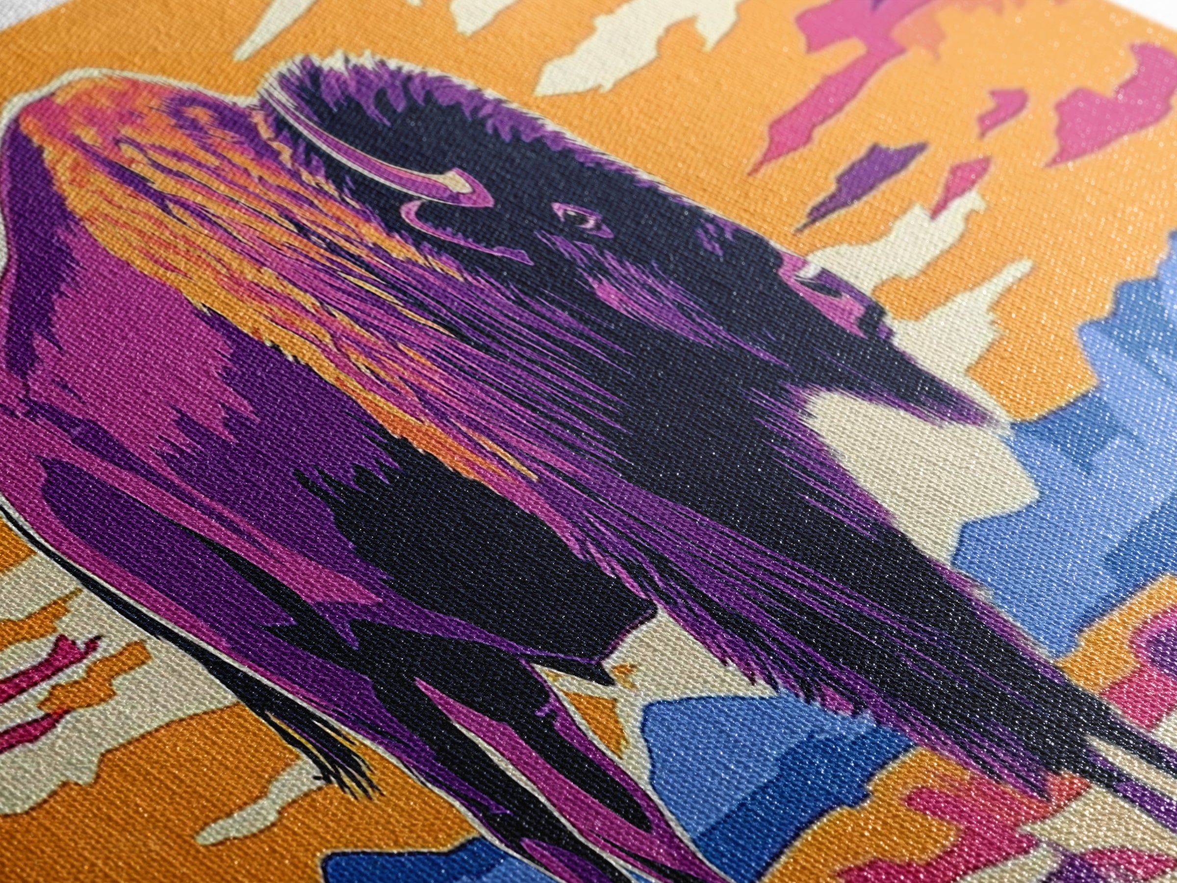 Bison, sunset, southwest wall art, buffalo, pink orange wall art, panoramic art, framed canvas print, extra wide art, rustic decor