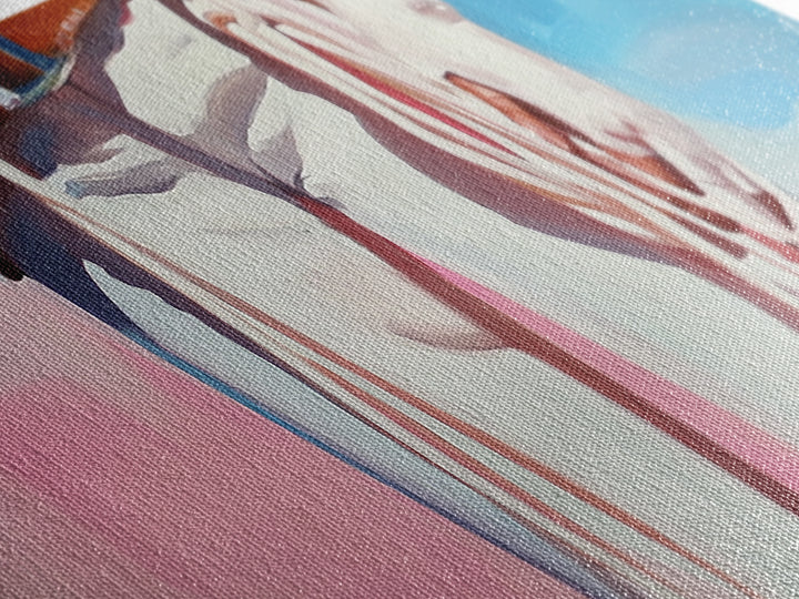 Cowgirl Holding Rope, black cowgirl painting, pink orange wall art, rustic wall art, western decor, framed canvas print, wall decor