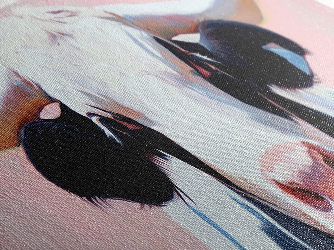 Black and White Cow Art, Light Pink Wall Art, Southwest Wall Art, Coastal Cowgirl Wall Art, Framed Canvas Print, Rustic Decor