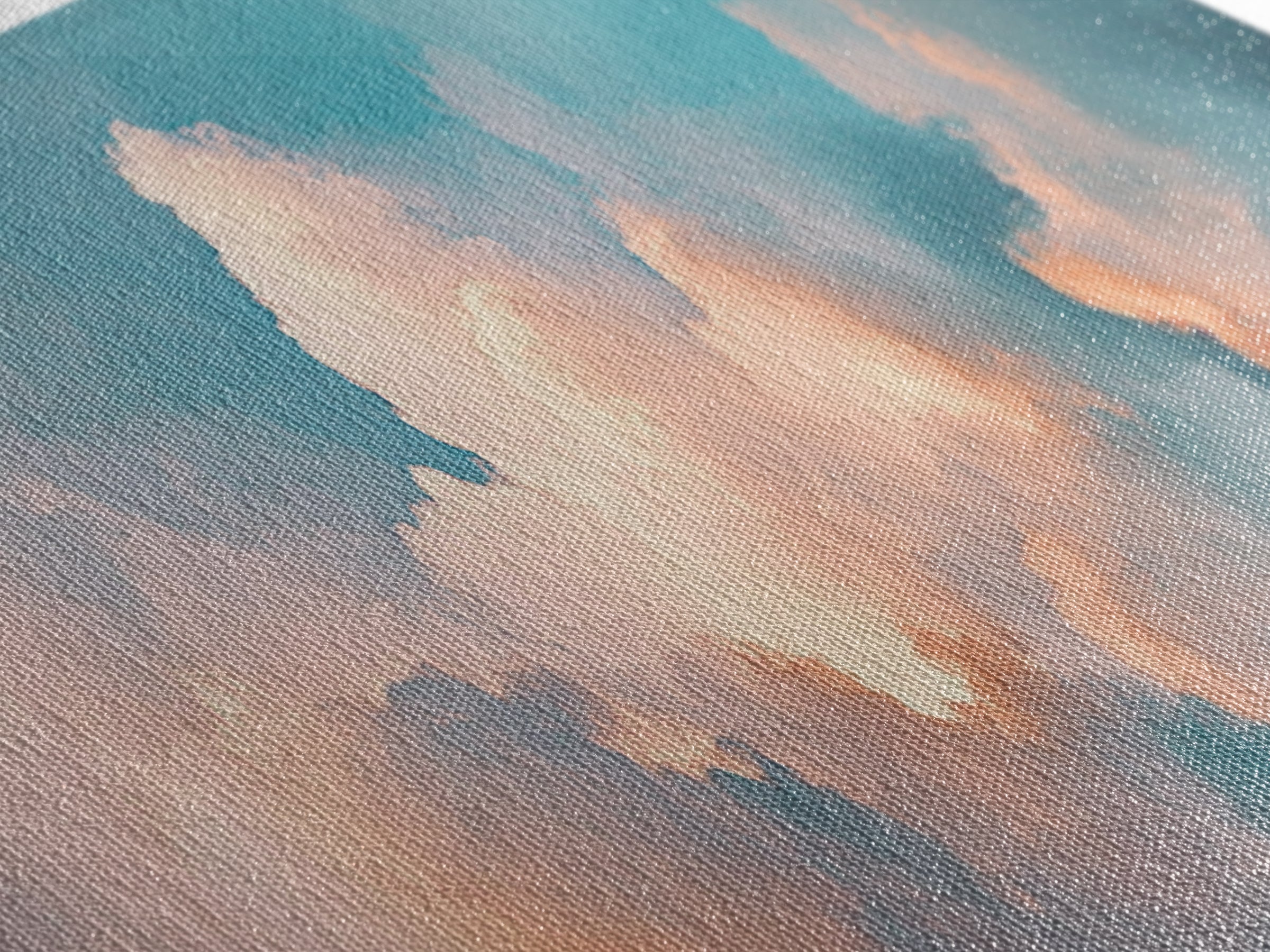 Cloud painting, sky wall art, soft pastel art, extra wide art, bedroom art, panoramic painting, framed canvas print, wabi sabi art