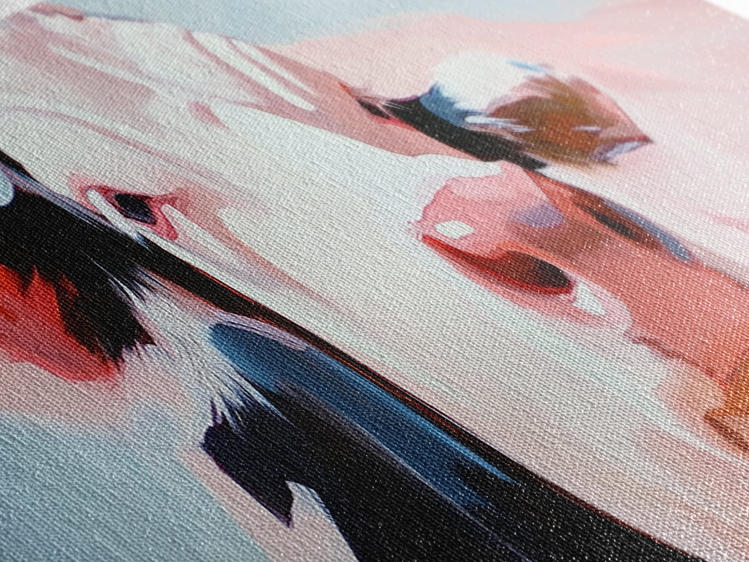 Cow painting, farmhouse art, rustic decor, barn landscape oil painting, extra wide art, framed canvas print, whimsical art, light pink wall art