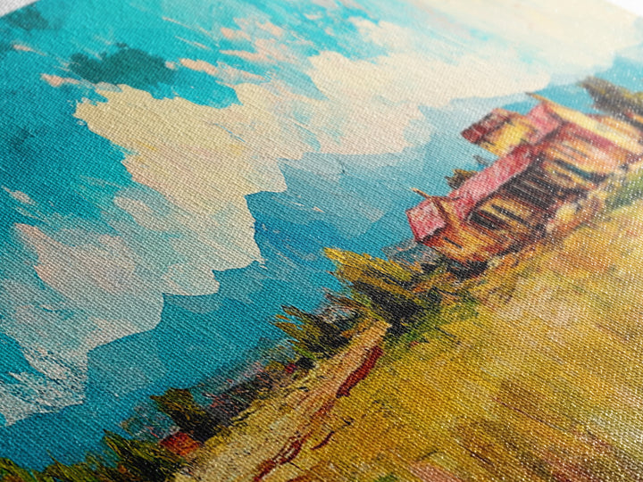 Desert Homestead, western wall art, rustic art, farmhouse painting, southwest landscape painting, extra wide art, framed canvas print