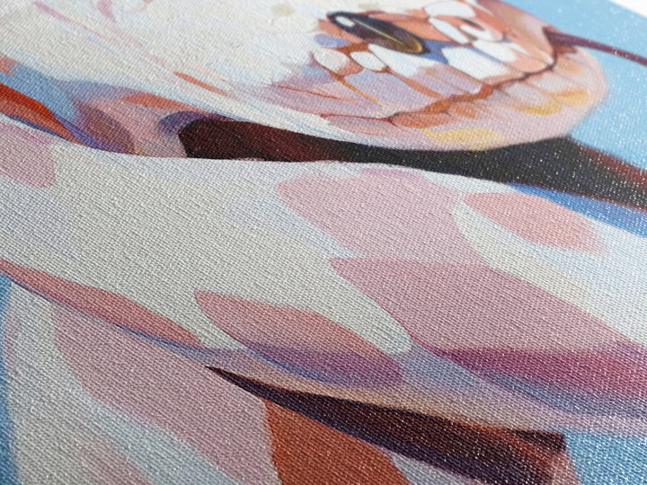 Albino Snake, reptile art, animal wall art, wildlife painting, moody wall art, extra wide art, rustic decor, framed canvas print