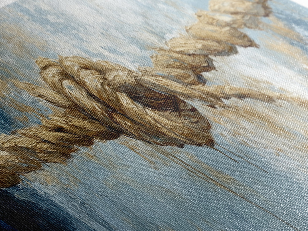 Nautical Rope Art, rustic decor, nautical painting, coastal decor, farmhouse art, wabi sabi art, framed canvas print, moody art
