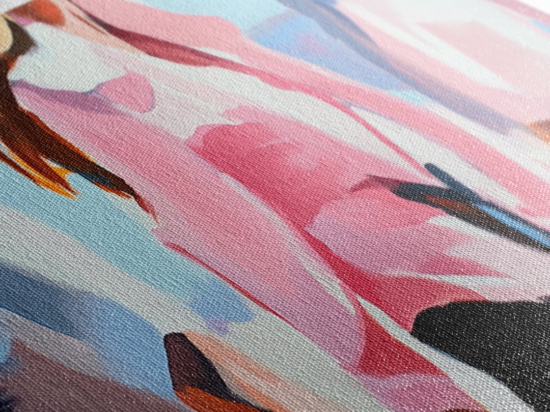 Cowgirl Trio, western art, black cowgirl painting, pink abstract art, extra wide art, light pink wall art, framed canvas print