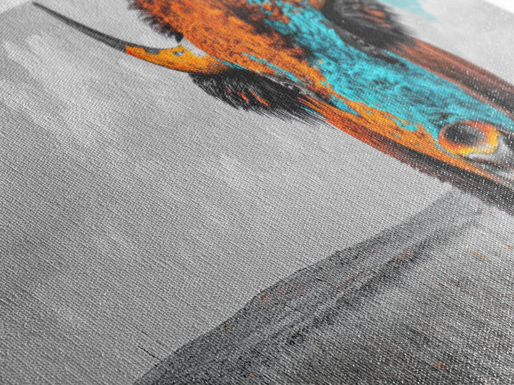 Bison Portrait, Southwest Wall Art, Buffalo Art, Native American Art, Moody Art, Panoramic Art, Rustic Decor, Framed Canvas Print