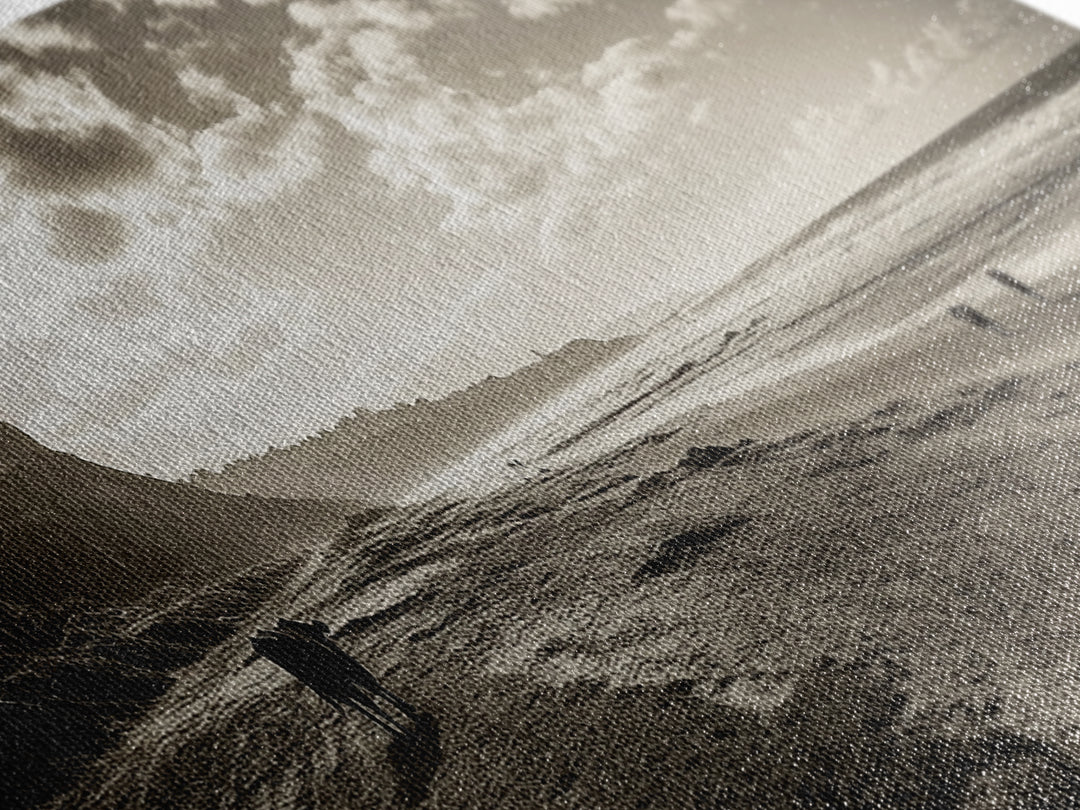 Cattle On Beach, Wabi Sabi Art, Framed Canvas Print, Coastal Landscape Art, Rustic Decor, Extra Wide Art, Moody Art, Minimalist Art