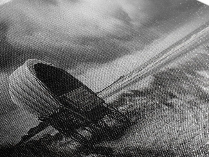 Covered Wagon, coastal cowgirl wall art, rustic decor, farmhouse art, long narrow wall art, framed canvas print, extra wide art