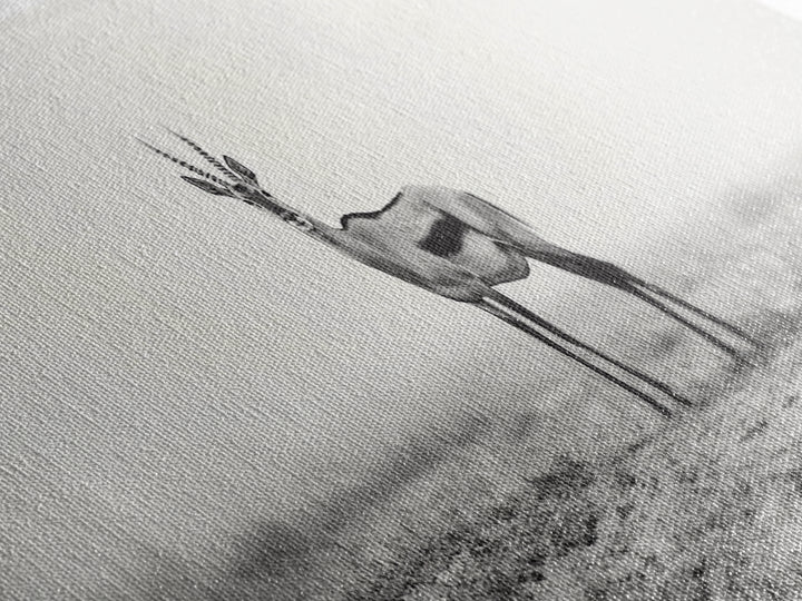 Lone Gazelle, moody art, southwest wall art, extra wide art, wabi sabi art, minimalist art, framed canvas print, panoramic painting