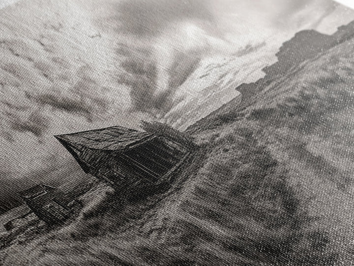 Abandoned cabin, western landscape, rustic wall art, panoramic art, extra wide art, southwest wall art, framed canvas print, farmhouse decor