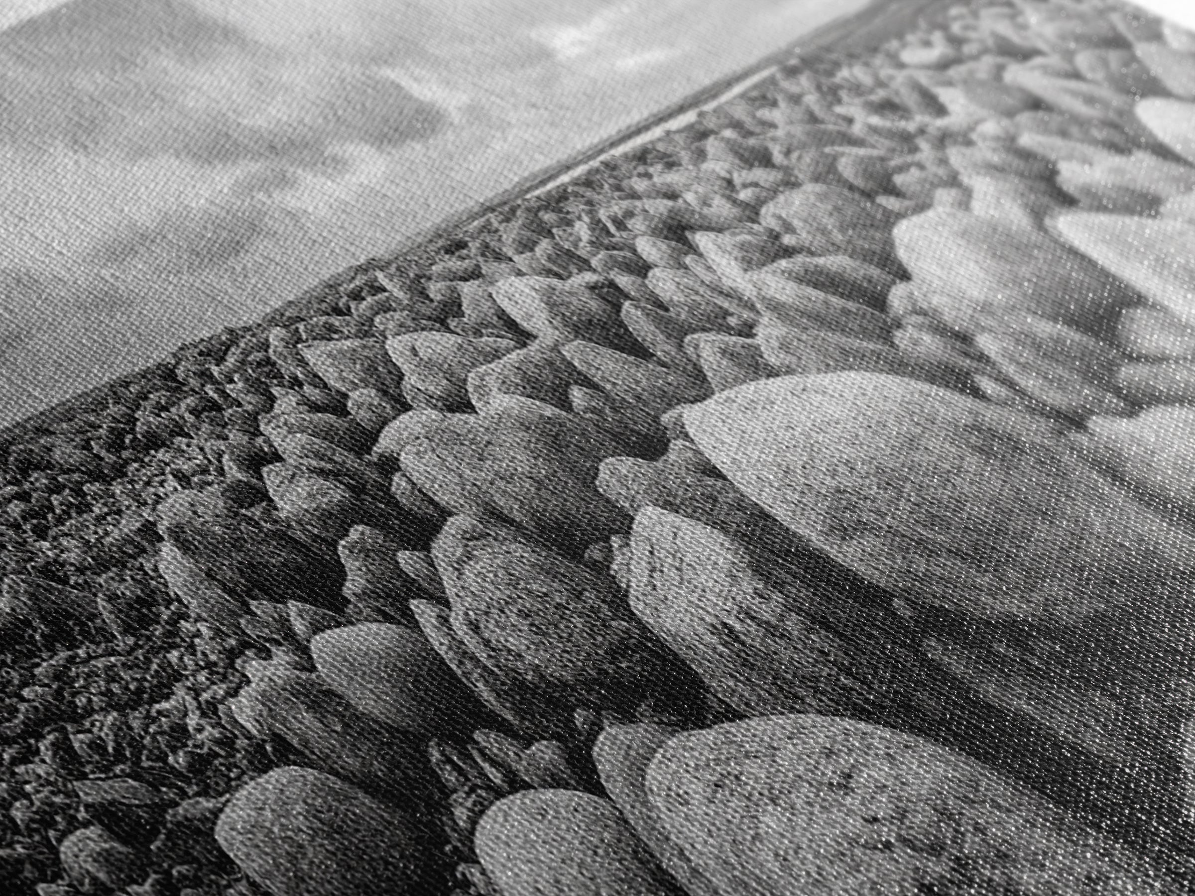 Rocky terrain, minimalist art, wabi sabi art, panoramic art, extra wide art, landscape painting, framed canvas print, moody art, rustic decor