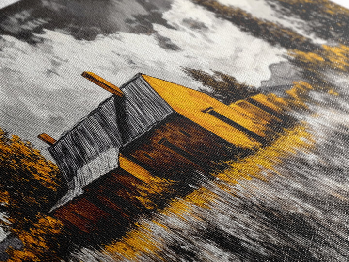 Adobe House, southwest wall art, rustic decor, farmhouse art, warm tones, panoramic art, moody art, extra wide art, framed canvas print