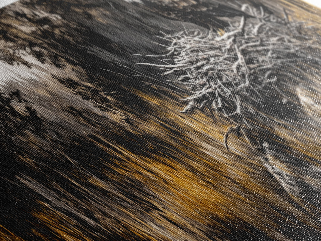 Bald Eagle, wildlife art, eagle painting, southwest wall art, rustic decor, panoramic painting, moody art, framed canvas print, above sofa art