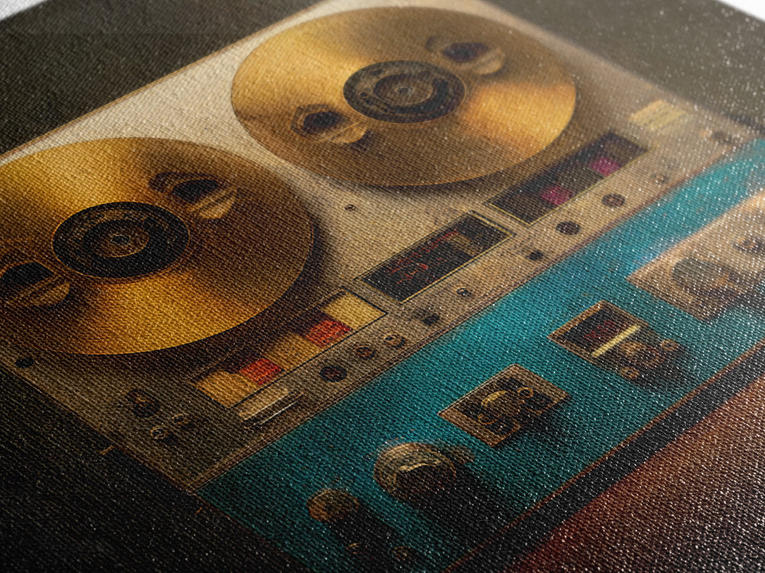Reel to Reel Tape Machine Framed Canvas Print, Recording Studio Art, Unique Home Decor, Studio Decor, Fine Art, Analog, RSA-1x1-2