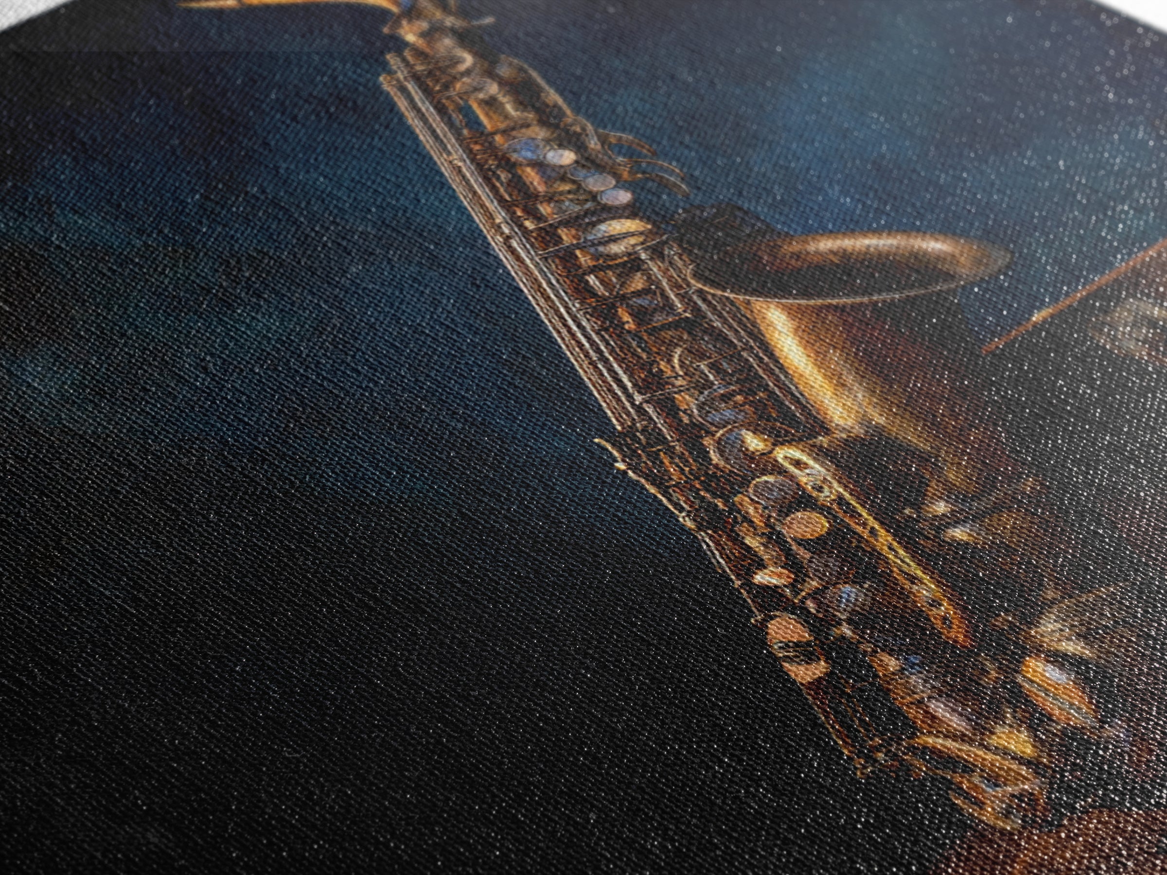 Brass Saxophone on Dark Velvet Framed Canvas Print, Recording Studio Art, Luxury Decor, Studio Decor, Fine Art, Analog, RSA-1x1-40