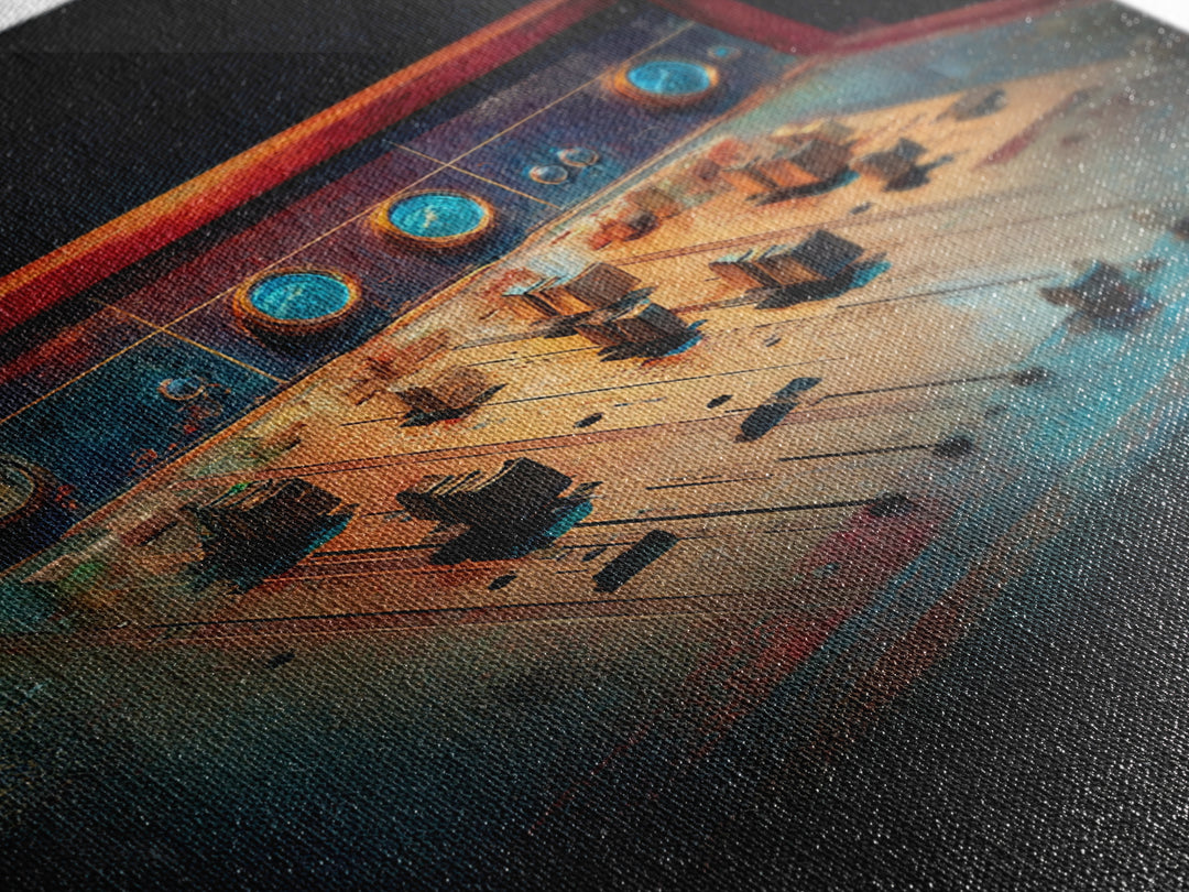 Mixing Console Faders Canvas Print, Recording Studio Art, Music Studio, Studio Decor, Oil Painting, Analog, Modern Decor, RSA-1x1-54