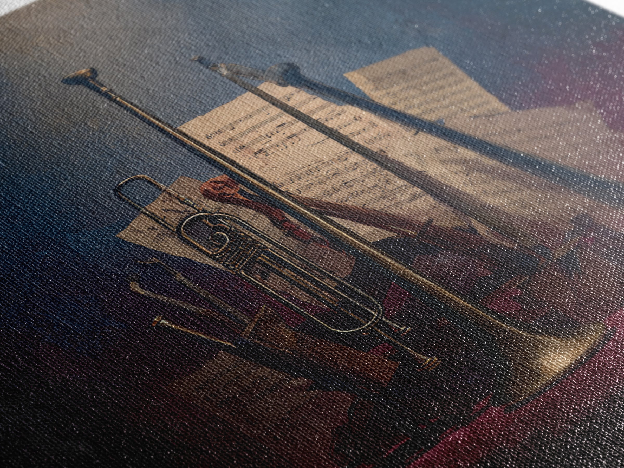Conductor Baton and Sheet Shapes Without Text Framed Canvas Print, Recording Studio Art, Music Decor, Studio Decor, Analog, RSA-1x1-66