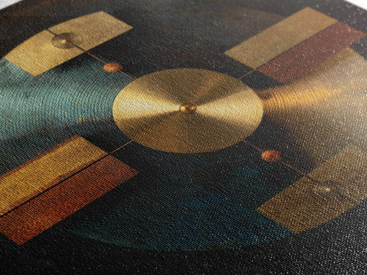 Gold Record Circular Composition Framed Canvas Print, Recording Studio Art, Downloadable Print, Studio Decor, Fine Art, Analog, RSA-1x1-71