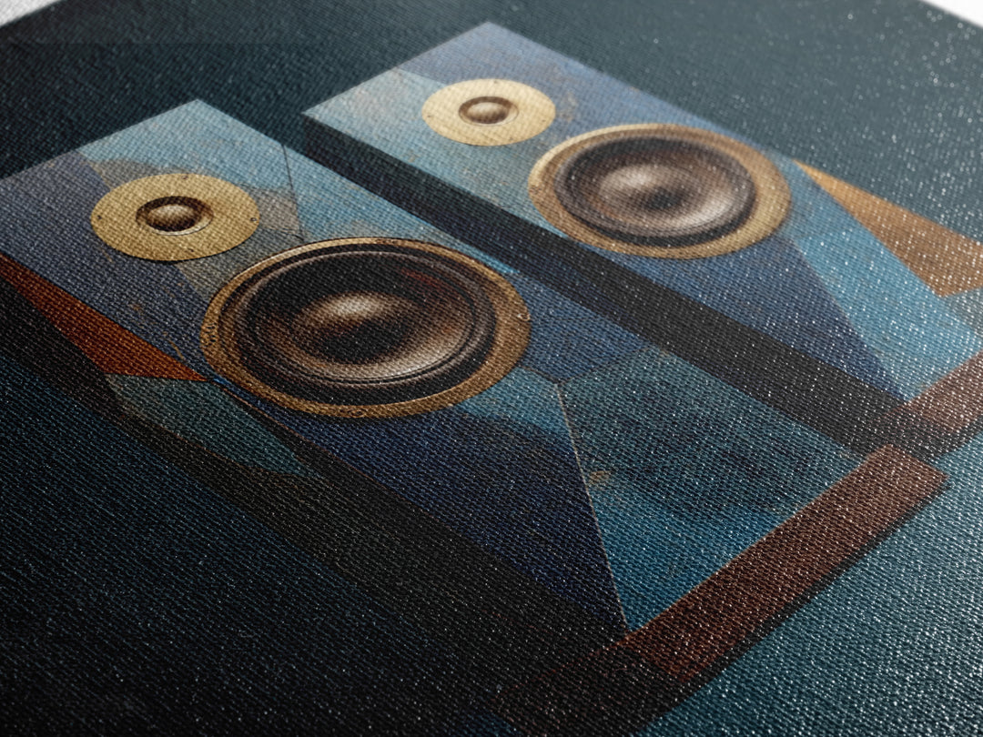 Studio Monitor Speakers as Bold Geometric Forms Canvas Print, Recording Studio Art, Studio Wall Art, Studio Decor, Analog, RSA-1x1-84