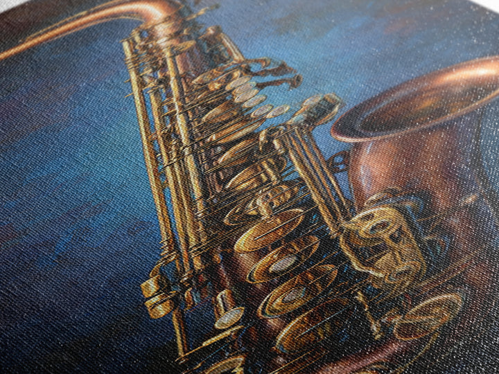Brass Saxophone on Dark Velvet Canvas Print, Recording Studio Art, Music Poster, Studio Decor, Analog, Headphones Poster, RSA-1x3-100