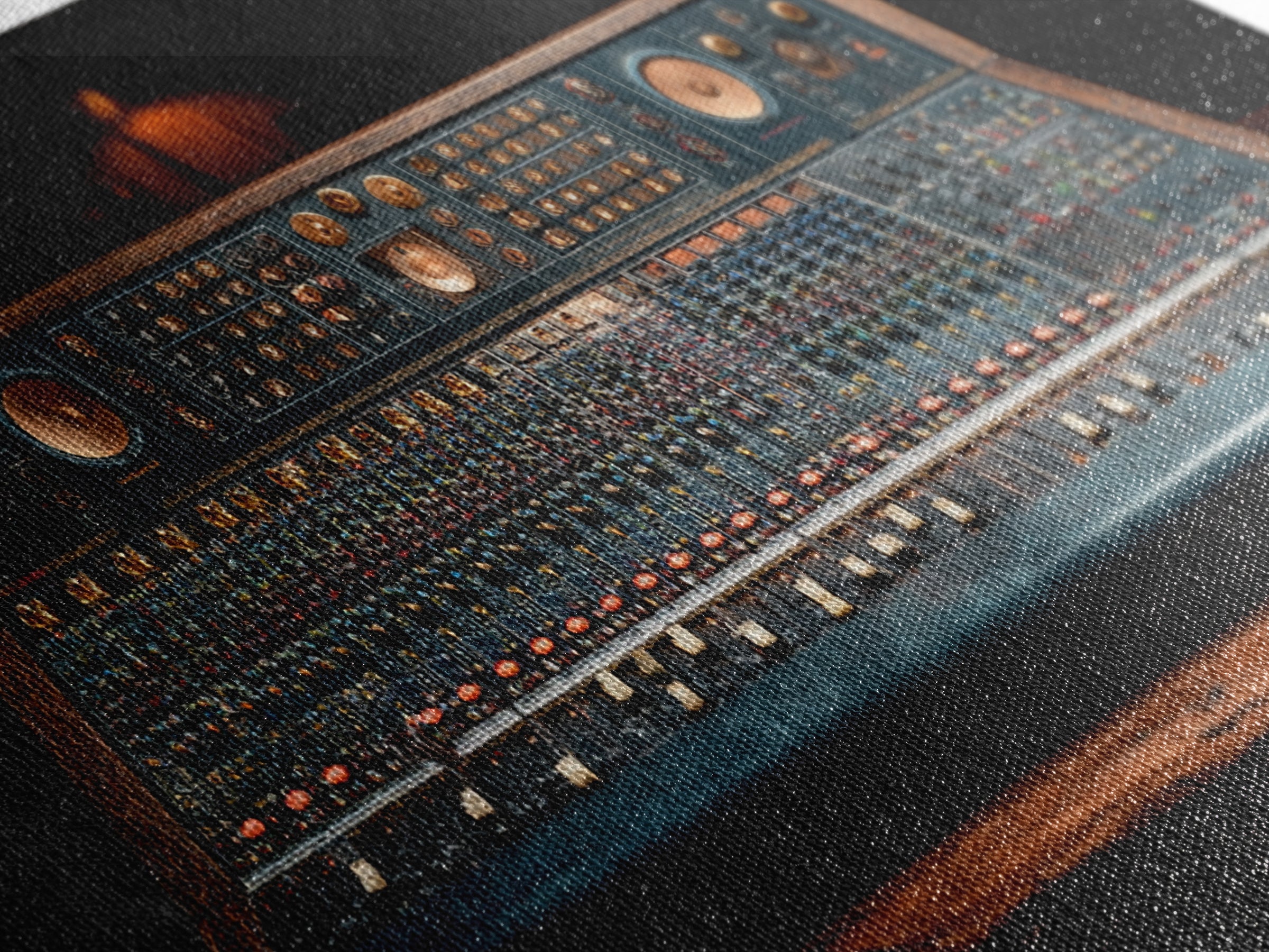 Mixing Console Faders Framed Canvas Print, Recording Studio Art, Luxury Decor, Studio Decor, Fine Art, Analog, Modern Wall Art, RSA-2x1-50