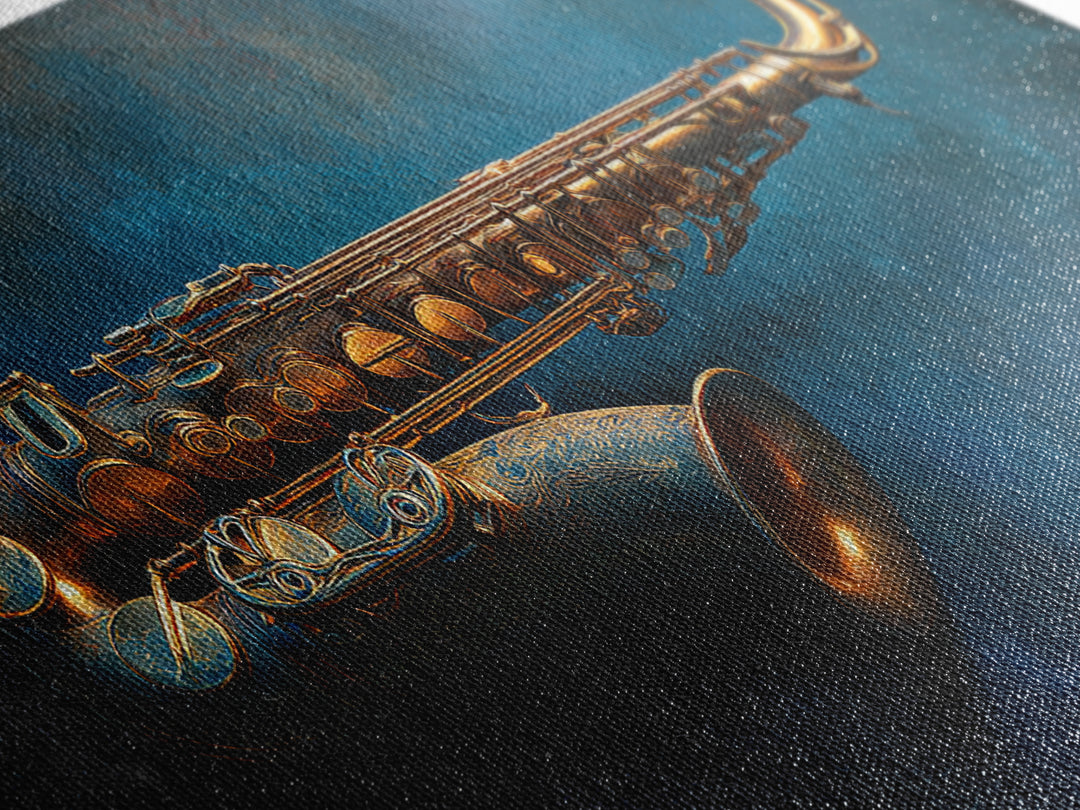 Brass Saxophone on Dark Velvet Framed Canvas Print, Recording Studio Art, Kids Room Art, Studio Decor, Fine Art, Analog, RSA-2x1-84