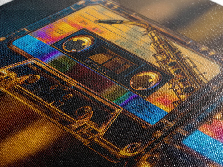 Retro Cassette Tape Framed Canvas Print, Recording Studio Art, Music Studio, Studio Decor, Fine Art, Analog, Modern Decor, RSA-2x3-19