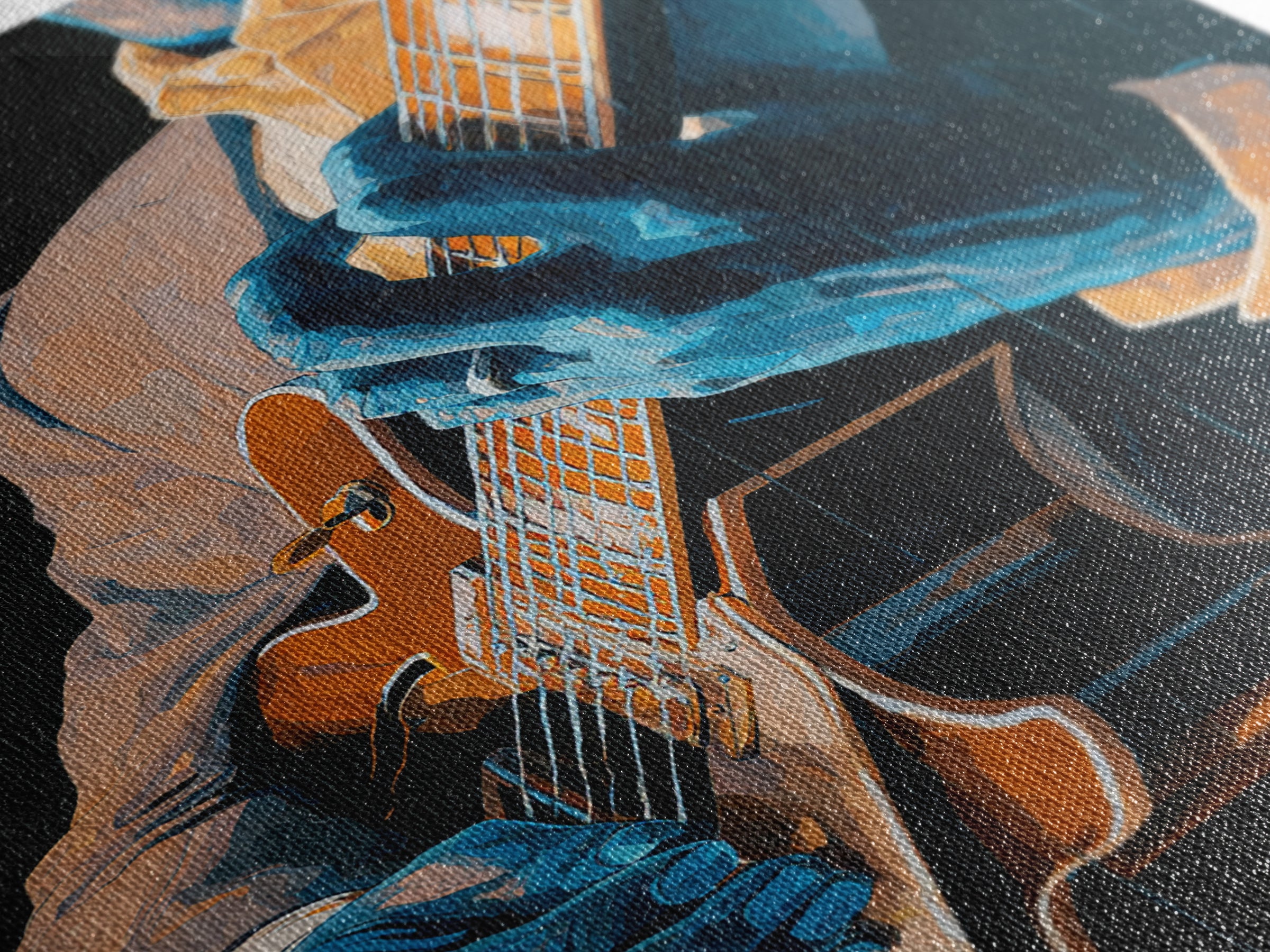 Musician Hands on Guitar Strings Canvas Print, Recording Studio Art, Art Print, Studio Decor, Fine Art, Analog, Wall Sculpture, RSA-2x3-71