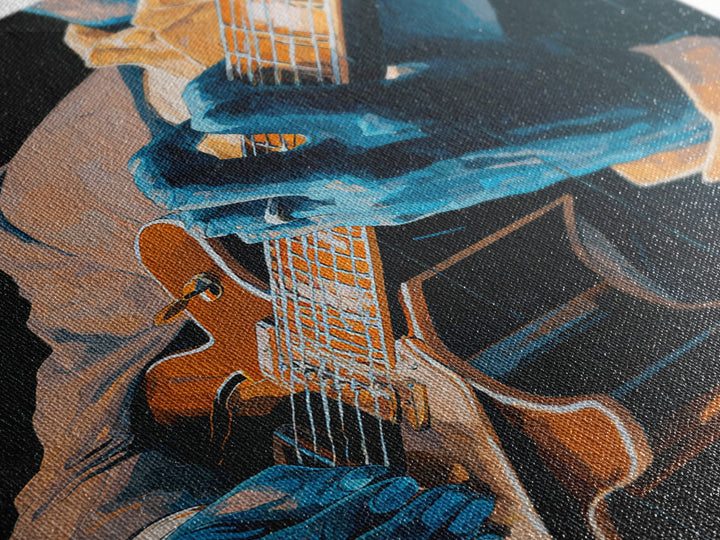 Musician Hands on Guitar Strings Canvas Print, Recording Studio Art, Art Print, Studio Decor, Fine Art, Analog, Wall Sculpture, RSA-2x3-71