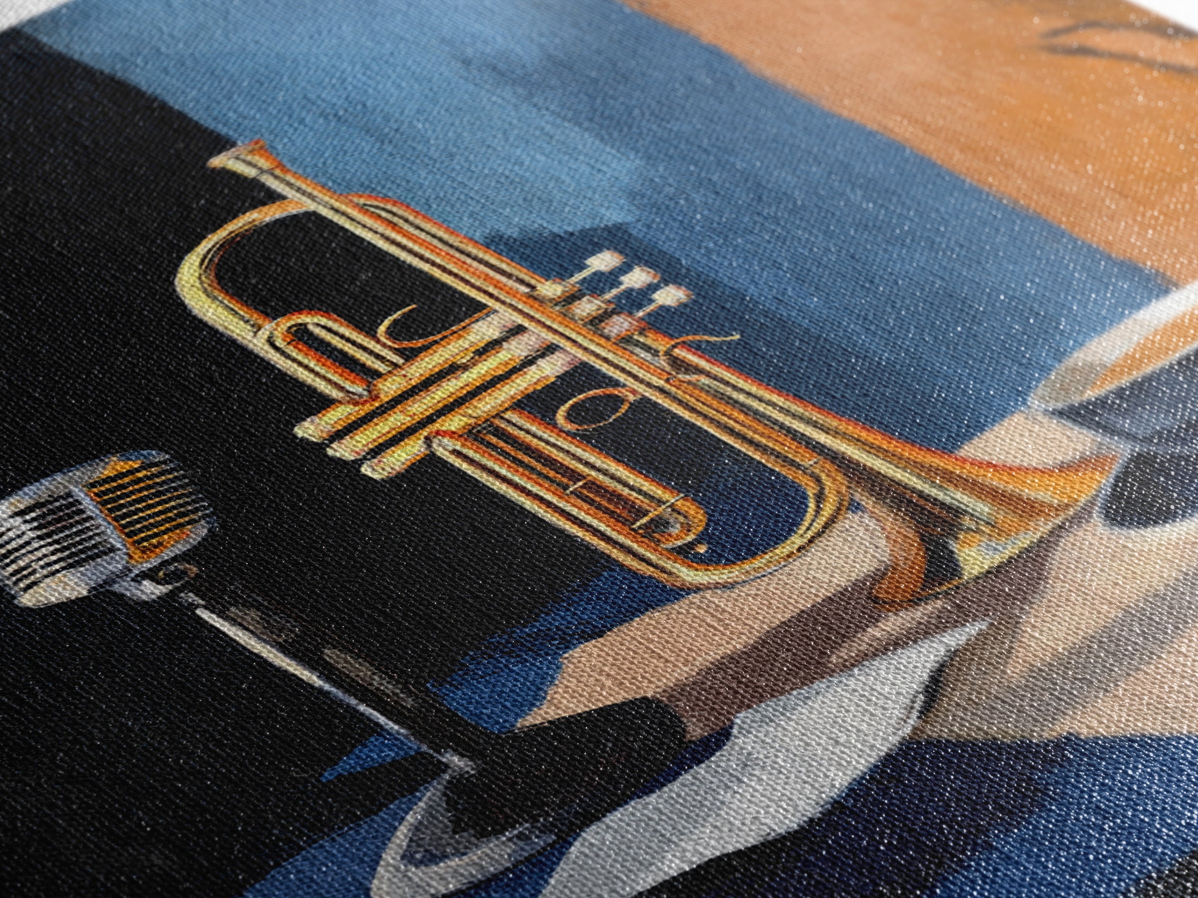 Jazz Trumpet and Microphone Still Life Framed Canvas Print, Recording Studio Art, Printable Art, Studio Decor, Fine Art, Analog, RSA-2x3-87