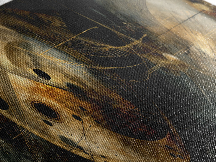 Soundwave Abstract with Black and Gold Lines Canvas Print, Recording Studio Art, Gallery Decor, Studio Decor, Abstract Art, RSA-3x1-19