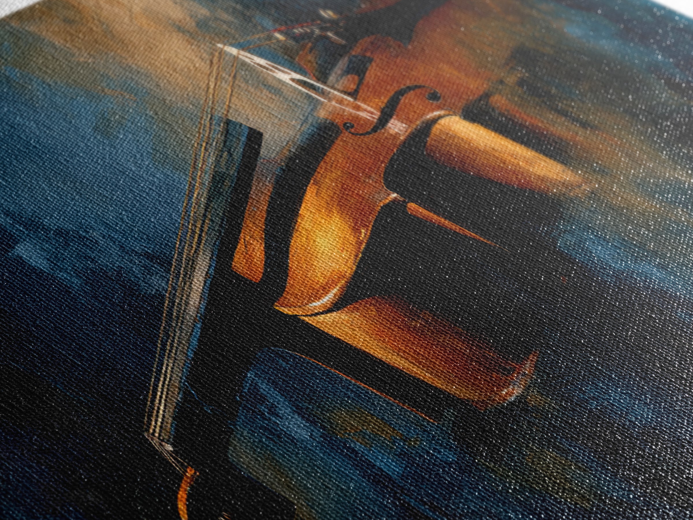 Cello Curve Closeup Canvas Print, Recording Studio Art, Guitar Wall Art, Studio Decor, Fine Art, Analog, Textured Painting, RSA-3x1-36