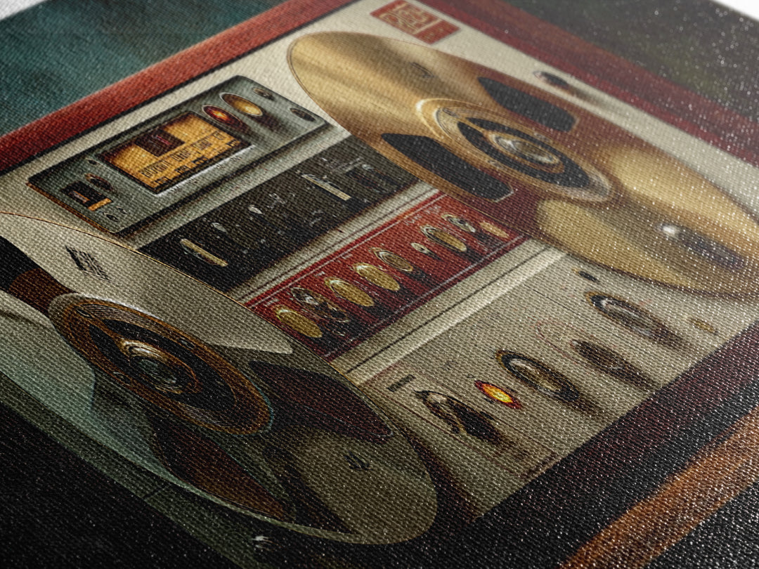 Reel to Reel Tape Machine Canvas Print, Recording Studio Art, Music Poster, Studio Decor, Fine Art, Analog, Headphones Poster, RSA-3x1-42