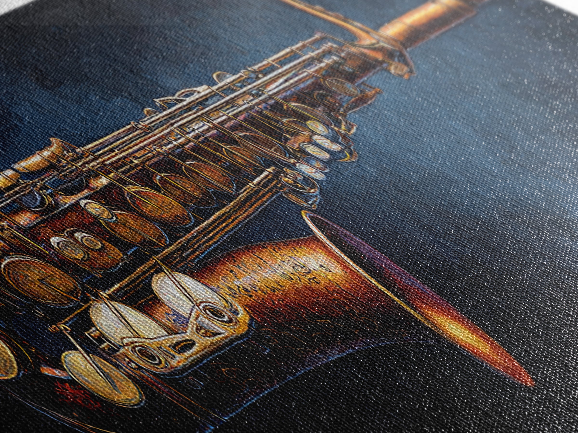 Brass Saxophone on Dark Velvet Canvas Print, Recording Studio Art, Wall Art, Studio Decor, Fine Art, Analog, Music Posters, RSA-3x1-80