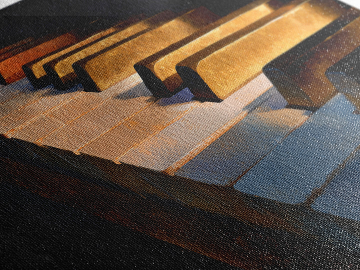 Piano Keys Fading into Shadow Canvas Print, Recording Studio Art, Mid Century Modern, Studio Decor, Fine Art, Analog, RSA-3x2-12