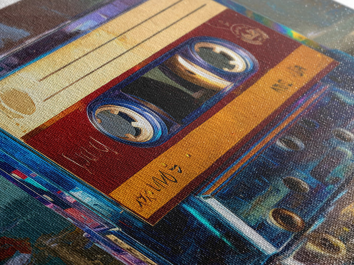 Retro Cassette Tape Framed Canvas Print, Recording Studio Art, Music Studio, Studio Decor, Fine Art, Analog, Modern Decor, RSA-3x2-39