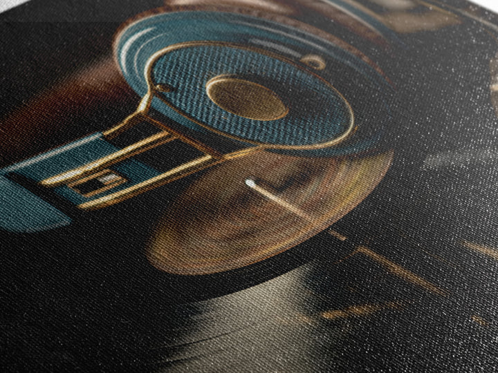 Headphones Resting on a Vinyl Record Canvas Print, Recording Studio Art, Music Posters, Studio Decor, Fine Art, Analog, RSA-3x2-57