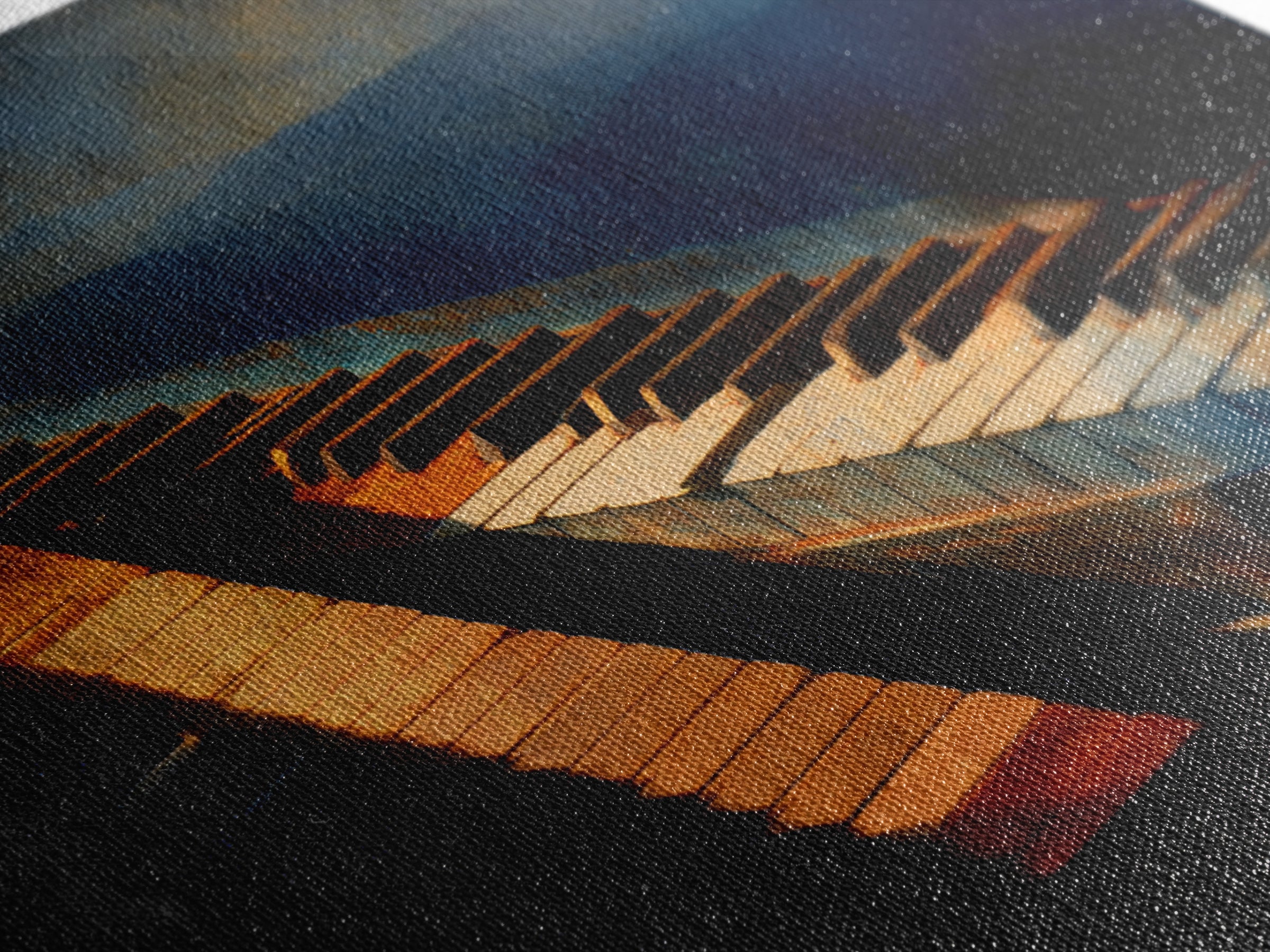 Piano Keys Fading into Shadow Framed Canvas Print, Recording Studio Art, Youtube Studio Decor, Studio Decor, Fine Art, Analog, RSA-3x2-60