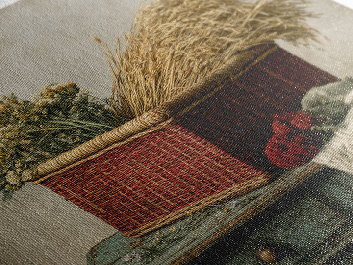 Handwoven Basket with Dried Grasses Framed Canvas Print, Rustic Art, Farmhouse Wall Art, Farmhouse Decor, Watercolor Art, RUS-1x1-24