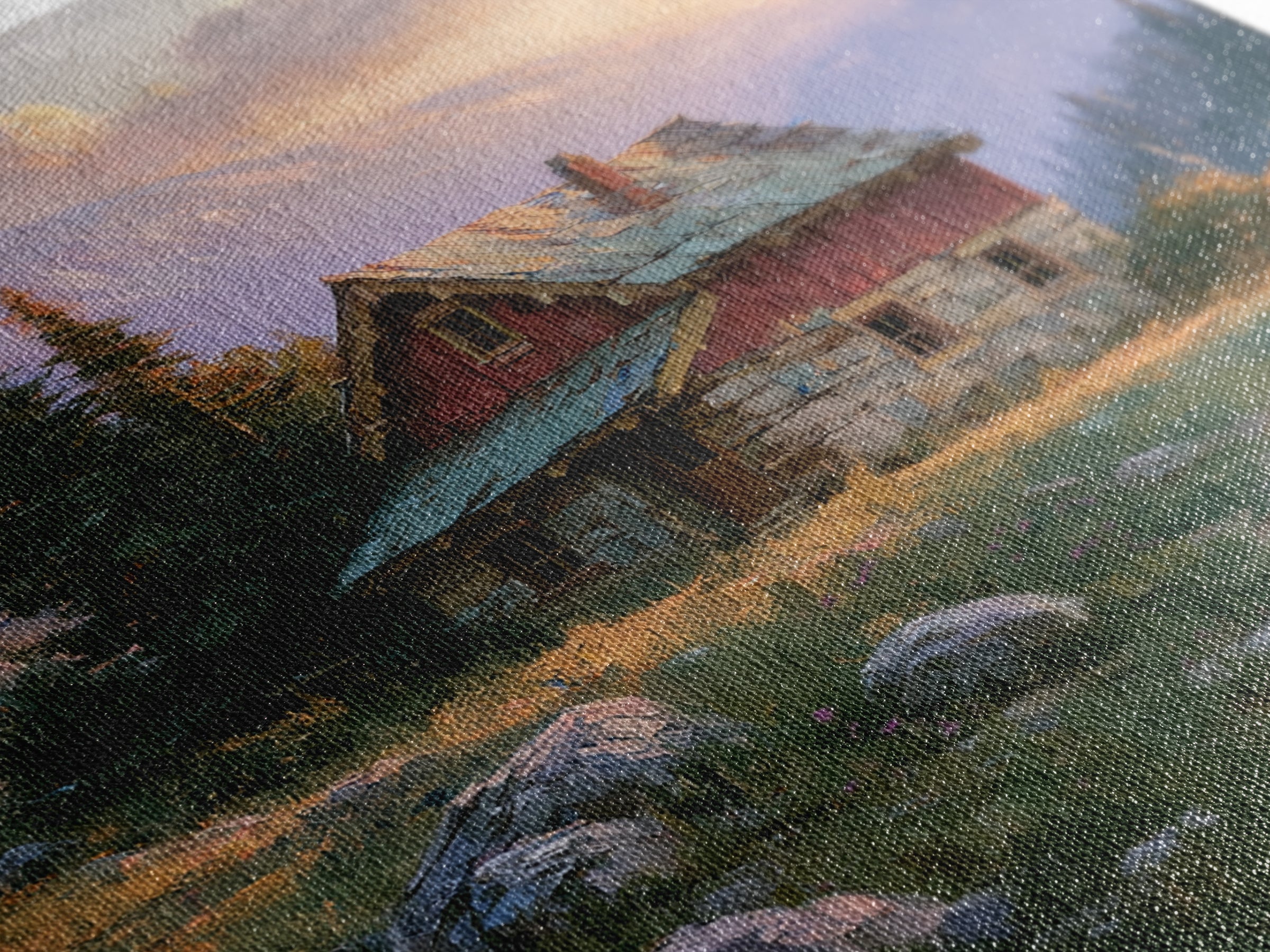 Mountain Cabin Landscape Canvas Print, Rustic Art, Wood Wall Art, Farmhouse Decor, Fine Art, Rustic, Eclectic Wall Art, RUS-1x1-3