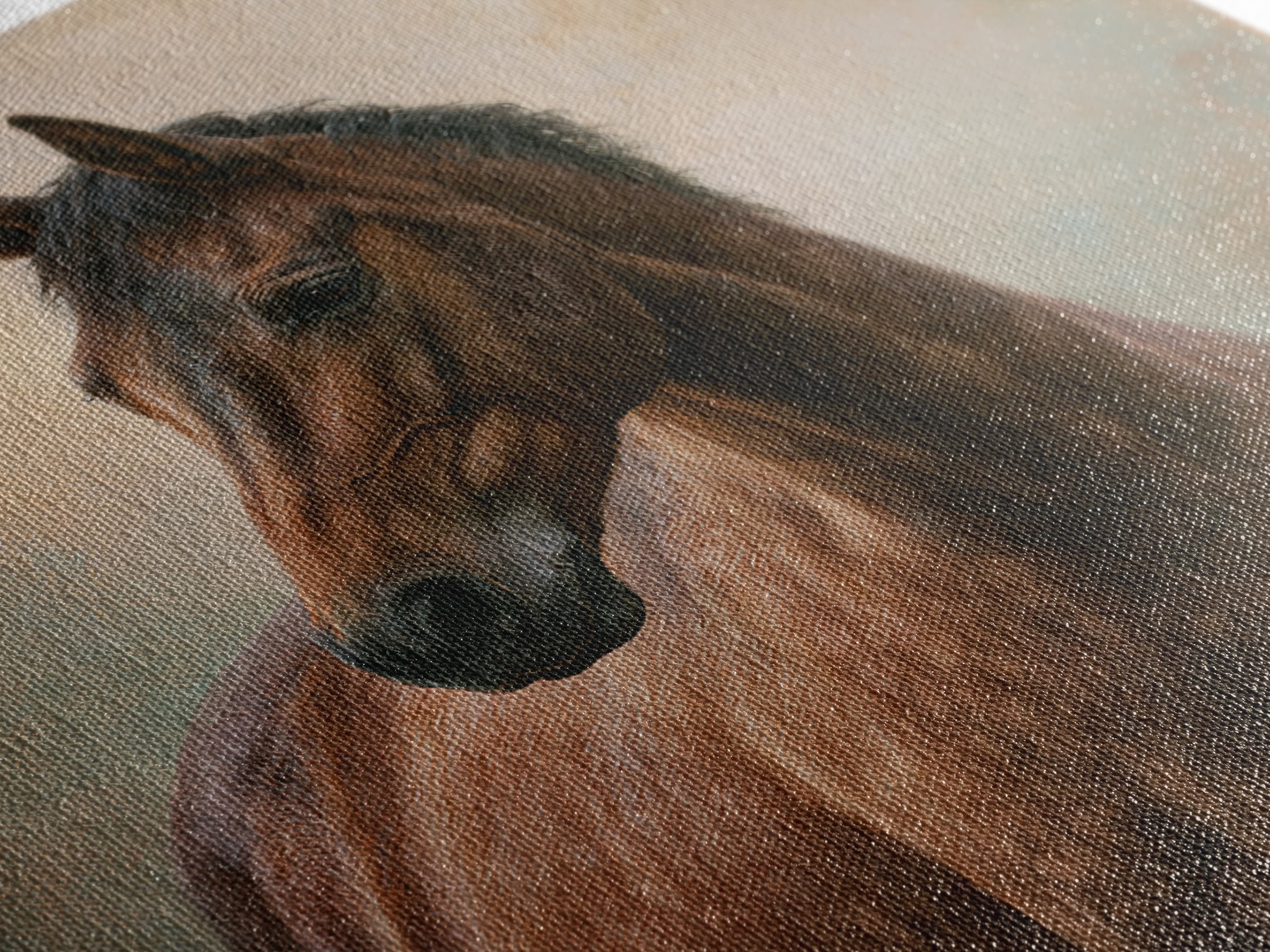 Brown Horse Portrait Canvas Print, Rustic Art, Downloadable Art, Farmhouse Decor, Oil Painting, Rustic, Textured Painting, RUS-1x1-5