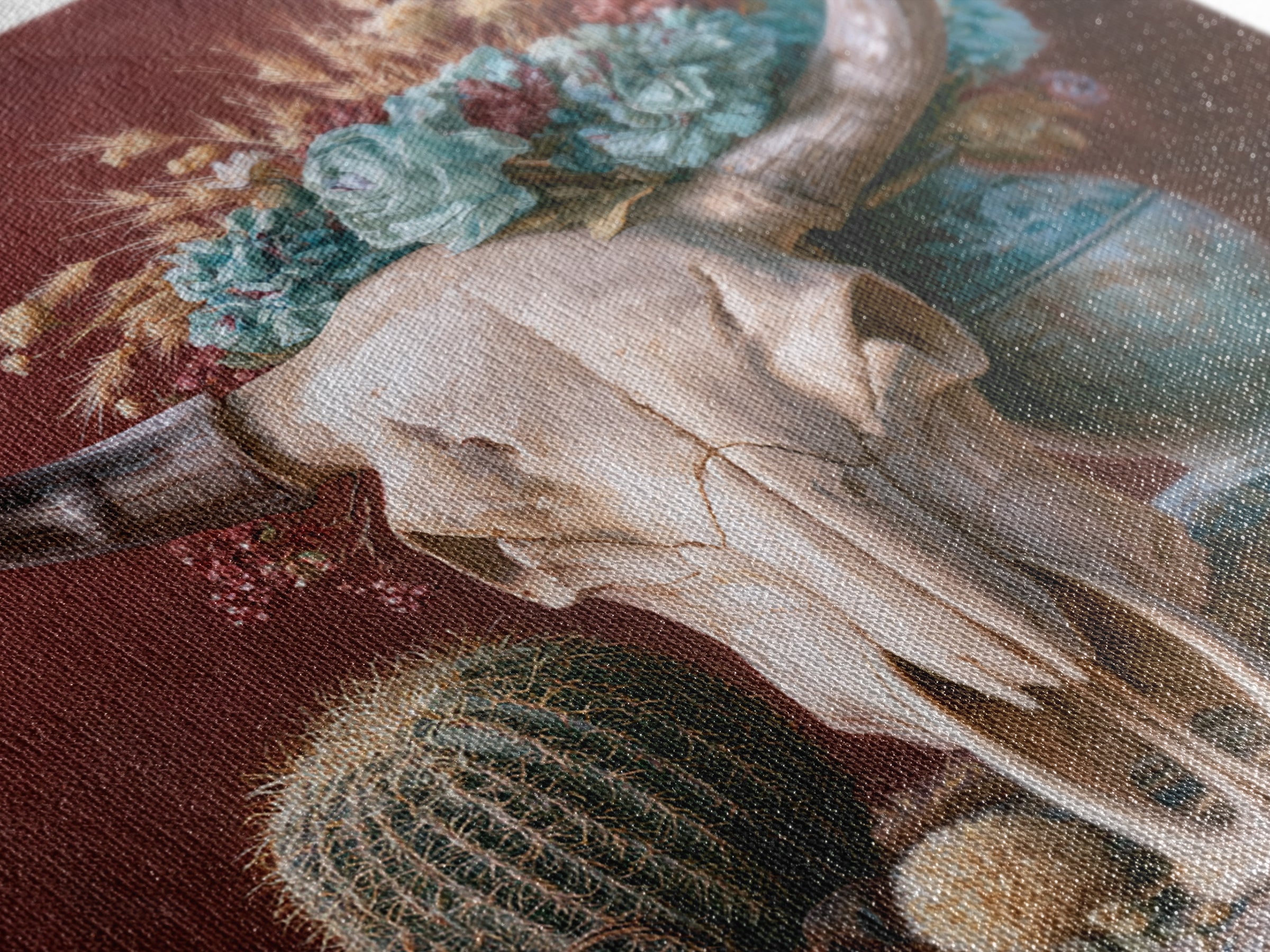 Cow Skull with Desert Flowers Framed Canvas Print, Rustic Art, Gallery Decor, Farmhouse Decor, Oil Painting, Rustic, RUS-1x1-65