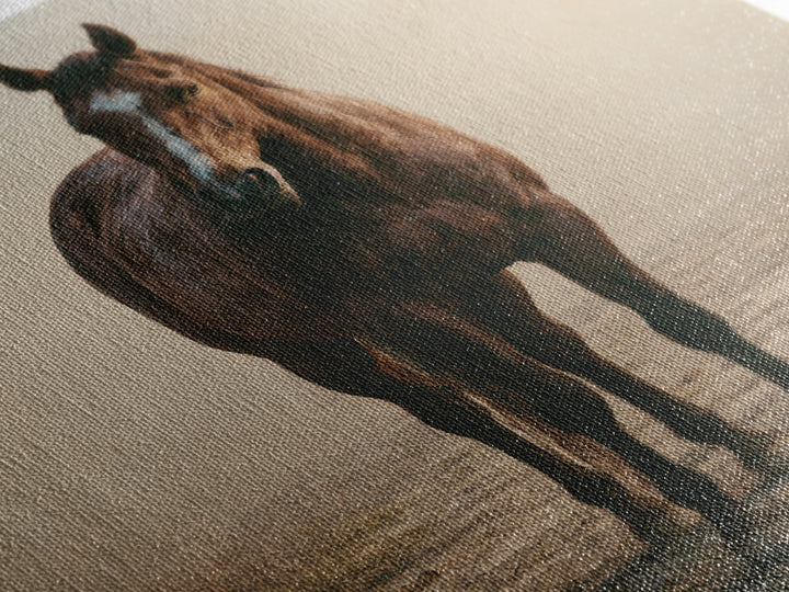 Brown Horse Portrait Canvas Print, Rustic Art, Room Decor, Farmhouse Decor, Fine Art, Rustic, Oil Painting, Digital Print, RUS-1x1-77