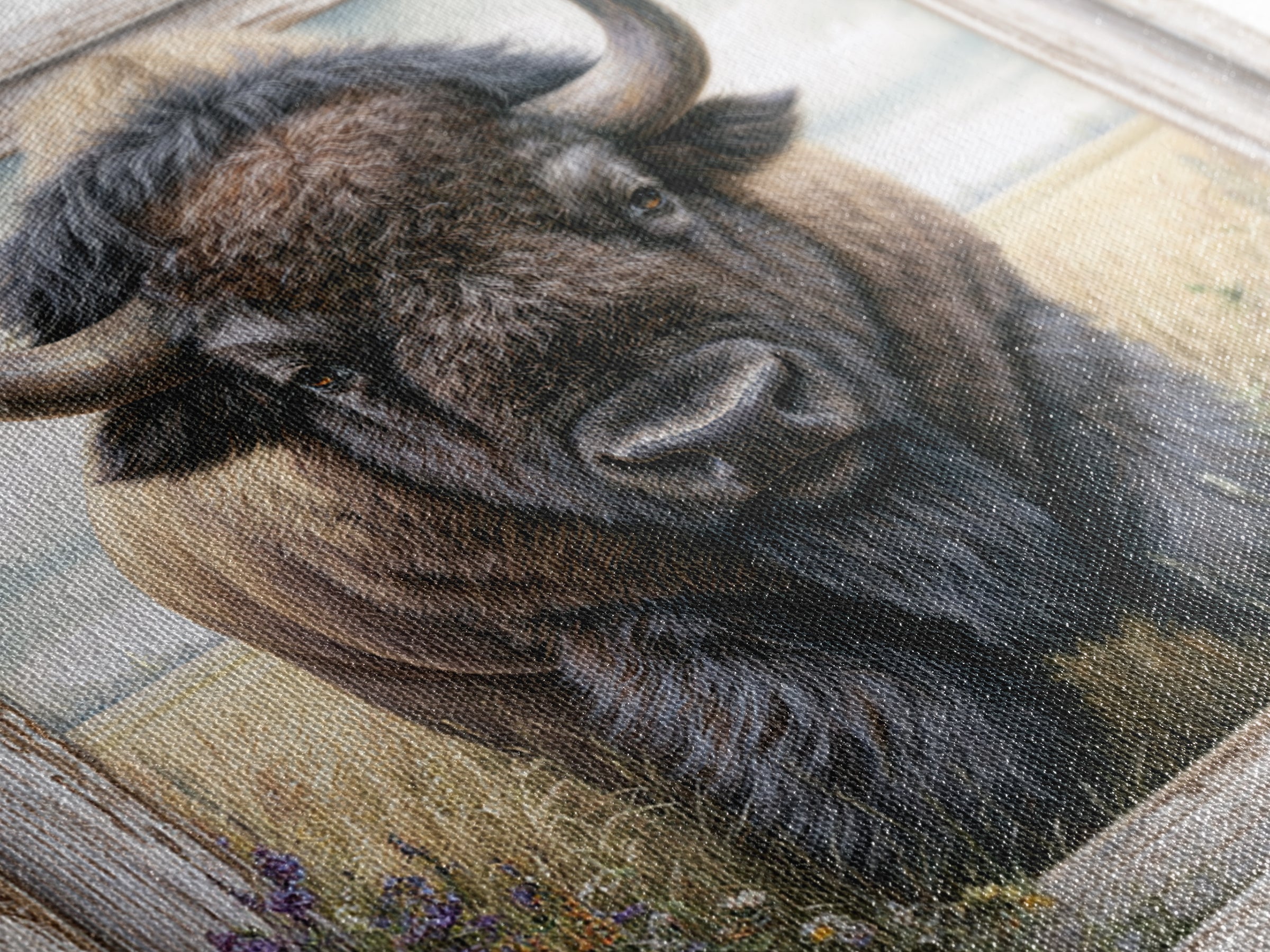 Buffalo Portrait with Western Texture Canvas Print, Rustic Art, Living Room Art, Farmhouse Decor, Fine Art, Rustic, RUS-1x1-94
