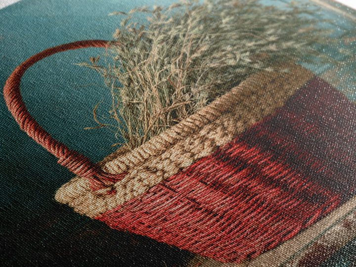 Handwoven Basket with Dried Grasses Framed Canvas Print, Rustic Art, Digital Prints, Farmhouse Decor, Fine Art, Rustic, RUS-1x1-96