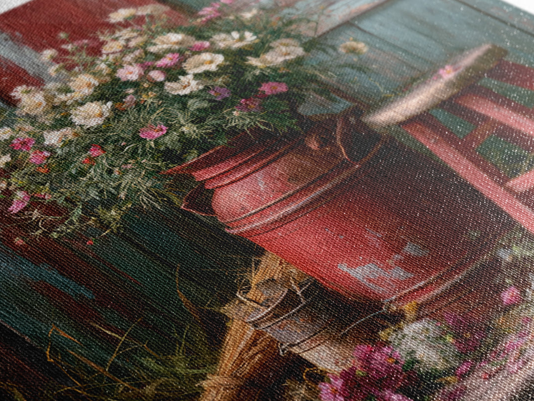 Weathered Barn Wood and Wildflower Still Life Canvas Print, Rustic Art, Wall Art, Farmhouse Decor, Rustic, Living Room Decor, RUS-1x1-97
