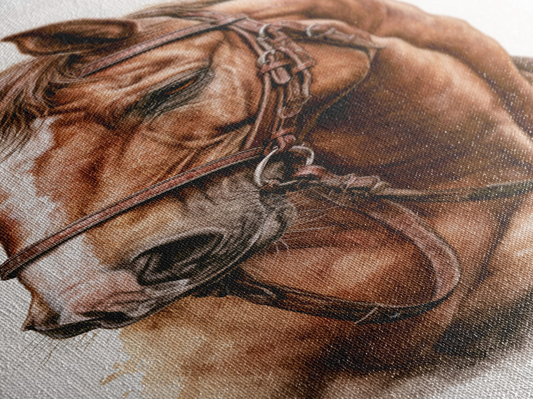 Brown Horse Portrait Canvas Print, Rustic Art, Modern Art, Farmhouse Decor, Fine Art, Rustic, Neutral Decor, Modern Decor, RUS-1x3-89